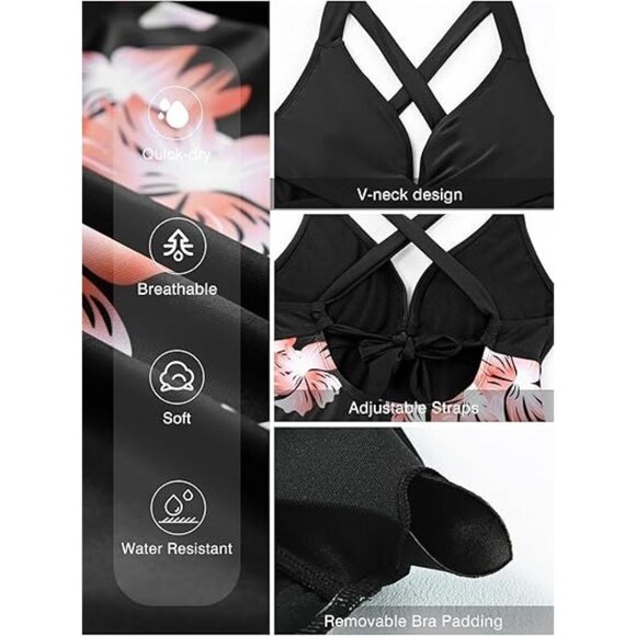 Aleumdr 2-Piece Retro Twist Front Tankini Swimdress Bikini Bottom Set Size Large - Picture 3 of 11